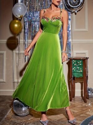 d41b95a364c134796a3c86c93636aa4a-1.jpg Floral Embroidery Cami Dress, Elegant Sleeveless Maxi Dress, Women's Clothing