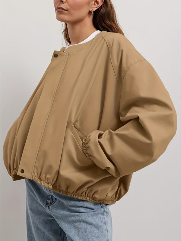 Ruched Simple Jacket, Casual Solid Open Front Long Sleeve Outerwear, Women's Clothing