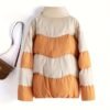 Color Block Puffer Jacket For Women, Stand Collar Warn Winter Sports Jacket, Women's Activewear