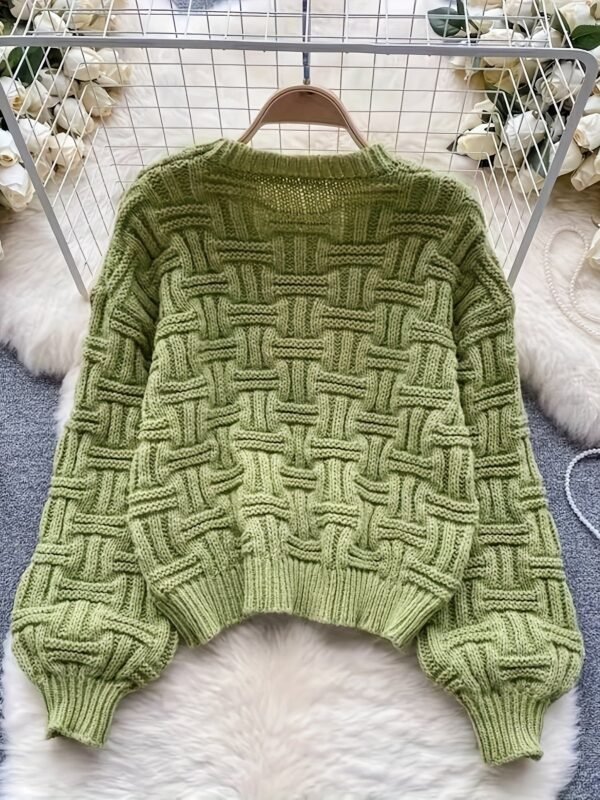 Solid Crew Neck Pullover Sweater, Casual Long Sleeve Loose Sweater For Fall & Winter, Women's Clothing