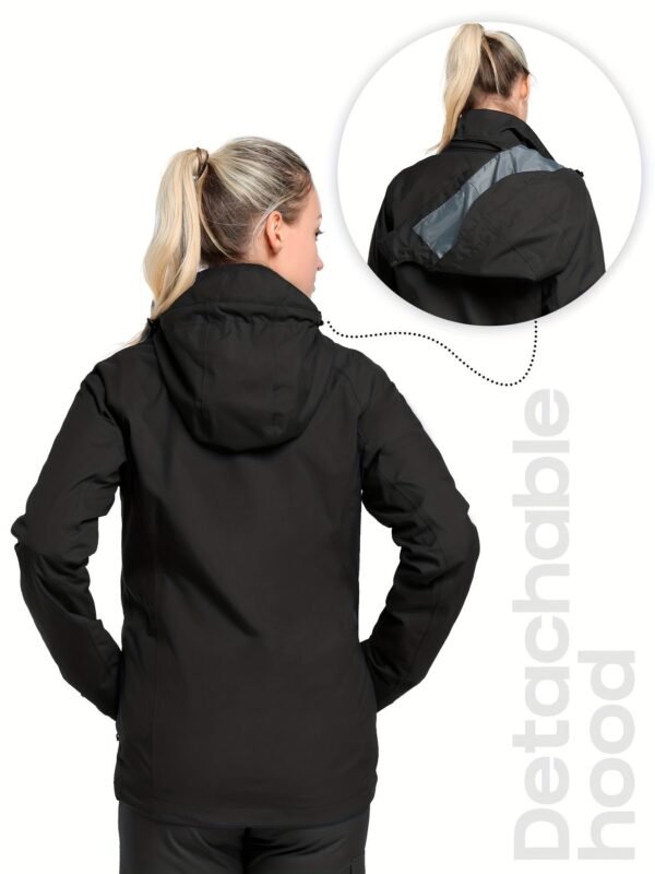 Solid Color Thermal Windproof Hooded Jacket, Zipper Pocket Waterproof Warm Jacket Coat For Fall & Winter, Women's Clothing