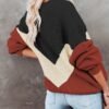 Color Block Crew Neck Pullover Sweater, Casual Long Sleeve Sweater For Fall & Winter, Women's Clothing