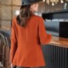 Notched Collar Button Front Blazer, Elegant Long Sleeve Blazer For Office & Work, Women's Clothing