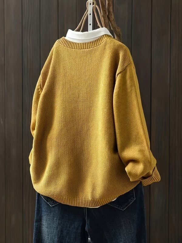 Solid Button Front Knit Cardigan, Casual Long Sleeve Loose Sweater With Pocket, Women's Clothing