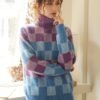 Geo Pattern Turtleneck Knitted Pullover Sweater, Casual Long Sleeve Top For Fall & Winter, Women's Clothing